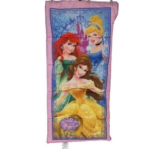 Vtg Disney Princess Ariel Belle Cinderella Sleeping Bag Kids Child Pink Purple
